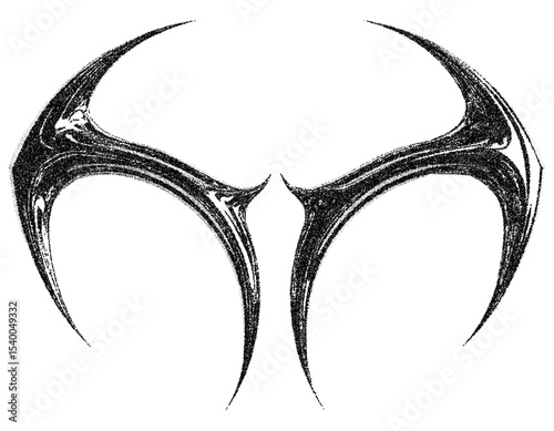 Gothic Stipple Symbol. Spiny Tribal Ornament. Fine effect. 