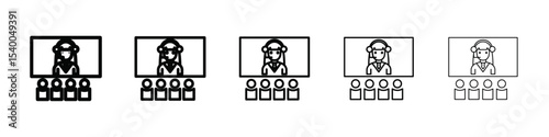 Video conference icon isolated vector on white background set