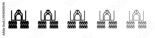 view inside catholic church icon isolated vector on white background set