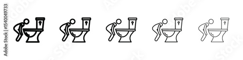 vomiting in bathroom icon isolated vector on white background set