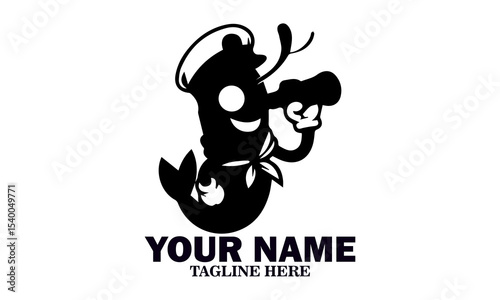 Fresh Shrimp Pirate Mascot Icon, Fresh Shrimp Pirate Mascot Vector Illustration and Fresh Shrimp Pirate Mascot Logo Design