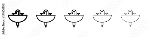 washbasin icon isolated vector on white background set