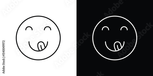 Yummy smile emoji icon Design Template vector set for graphic work