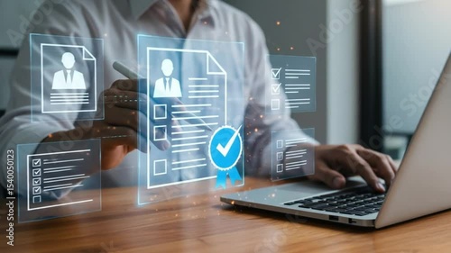 Recruitment and candidate selection process showcasing HR professionals using digital tools to evaluate talent and identify career opportunities, ensuring workforce success and organizational growth.