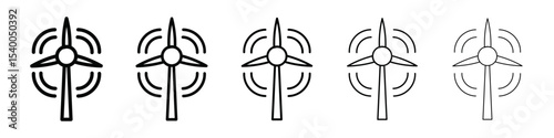Wind turbine icon isolated vector on white background set