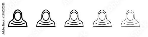 Women hijab icon isolated vector on white background set