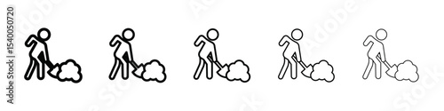 Worker digging icon isolated vector on white background set
