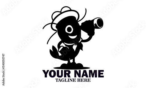 Fresh Shrimp Pirate Mascot Icon, Fresh Shrimp Pirate Mascot Vector Illustration and Fresh Shrimp Pirate Mascot Logo Design