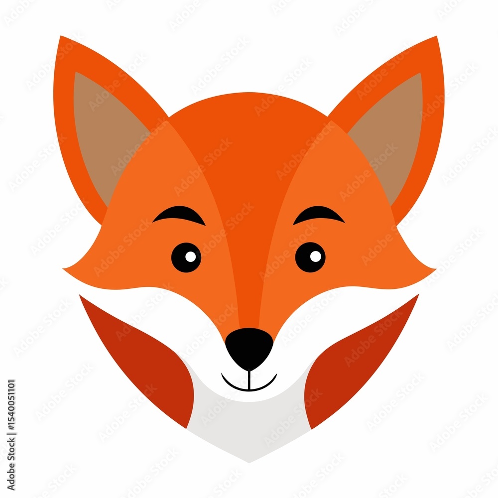Obraz premium Cute cartoon fox face isolated on white background