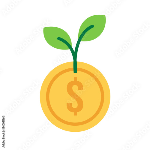 business vector icon, dollar and tree icon for business