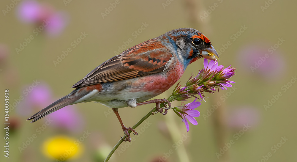 Fototapeta premium Detailed Bunting Feather and Beak PNG