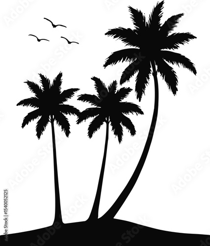 Coconut Tree silhouette Vector | Minimalist & Trendy Coconut Tree Silhouette Design | Unique & Stylish Coconut Tree Artwork for Vector design