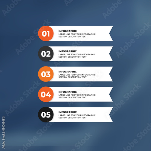 orange infographic template on dark blue blurred background