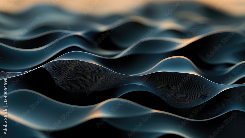 Obraz premium Abstract wavy surface of dark blue and light orange