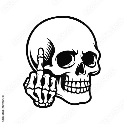 Skull Middle Finger Vector