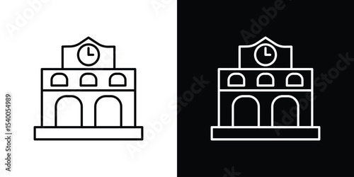 Train station building icon Design Template vector set for graphic work