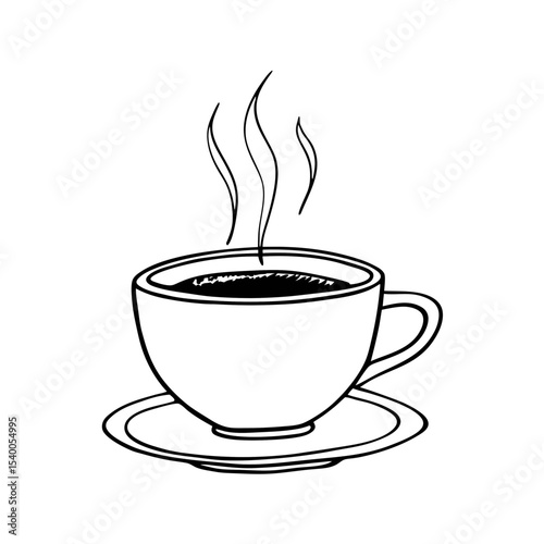 Coffee Cup Vector Illustration Line Art Graphic Design
