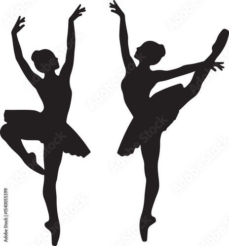 Silhouettes of graceful ballet dancers in various poses, illustrating the art and sport of dance