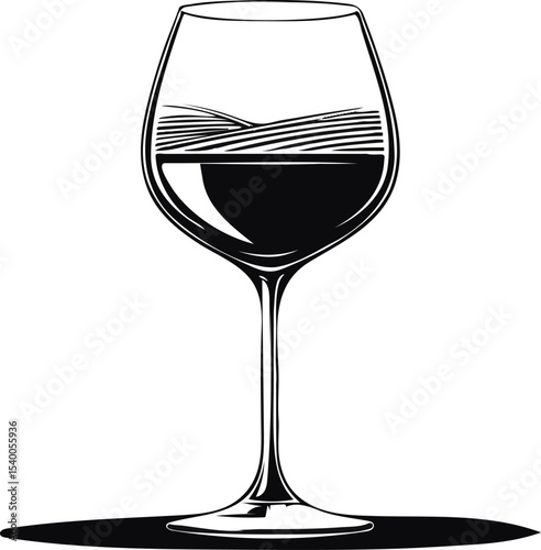 Elegant wine glass red wine vintage design