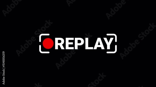 Replay Text Animation White Color On Transparent Background. 4k Video