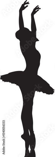 A vector silhouette illustration of a graceful ballet dancer's body in motion
A beautiful vector black silhouette illustration of a dancing woman or ballerina in a graceful ballet pose