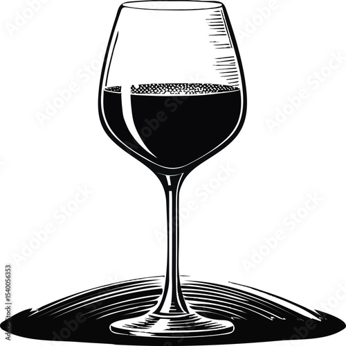 Elegant red wine glass hand drawn illustration