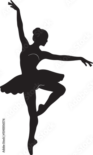 Graceful silhouette of a ballet dancer in action, perfect for vector illustration of a woman engaged in dance or sport