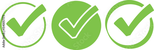 Green Checkmark Icons Approval, Confirmation, and Completion Symbols for Design Projects