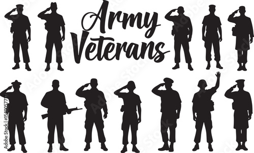 salute veterans man silhouettes