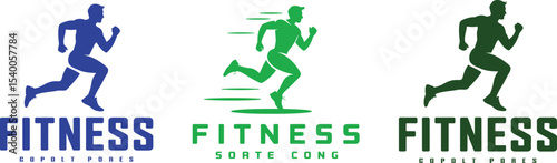 Silhouette of a running man with fitness sorte cong text on a light background illustration
