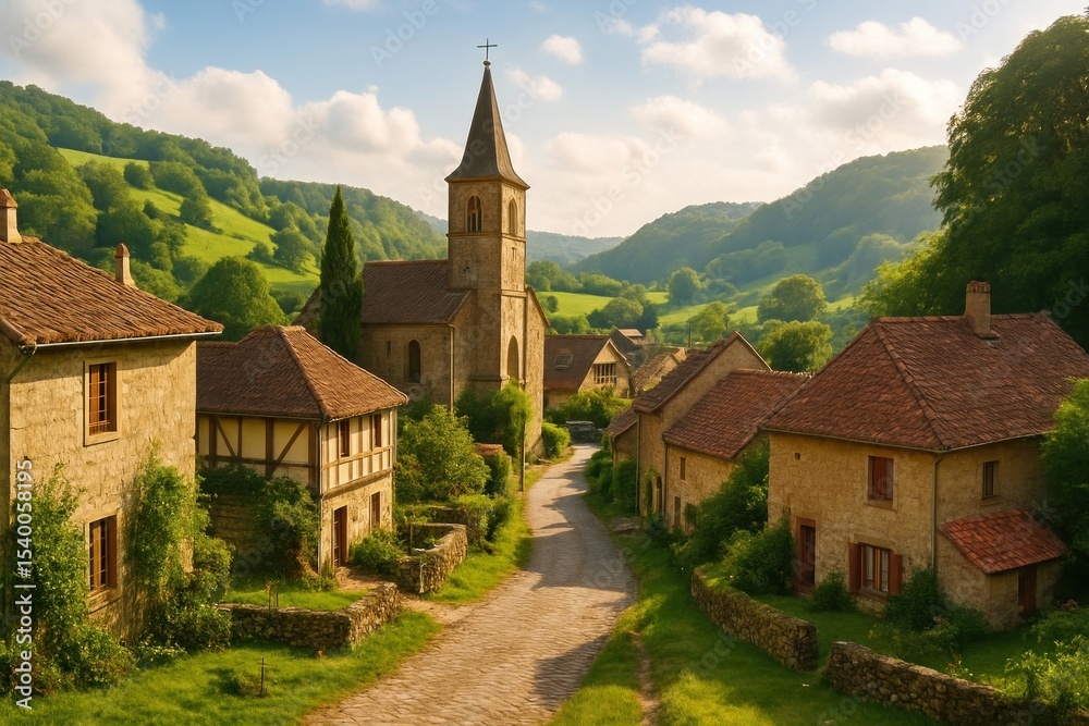 Fototapeta premium Charming village nestled in nature.