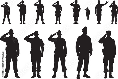 salute veterans man silhouettes