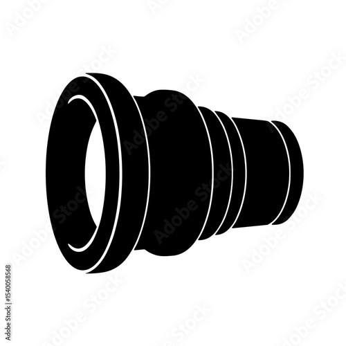 Standard zoom lens icon in black and white for Camera Lenses and Optics  