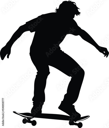 Silhouette of a Skateboarder Performing a Trick with Style and Grace