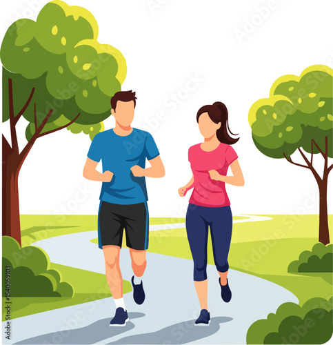 Couple Jogging in Park