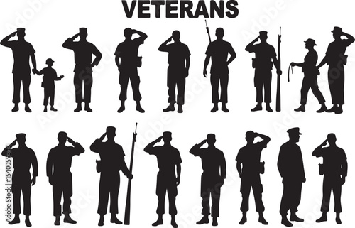 salute veterans man silhouettes