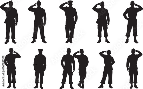 salute veterans man silhouettes