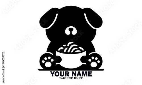 Illustration vector cute dog eating ramen noodles. cute dog eating ramen noodles animal cartoon concept isolated and logo art