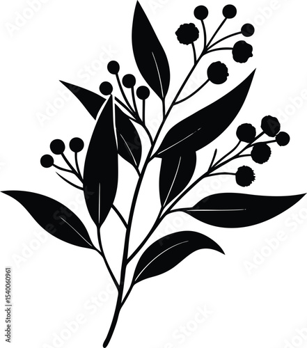 Eucalyptus Sprig with Flowers