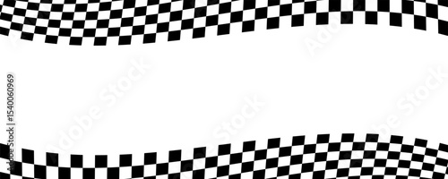 Race flag background. Car race checker finish line banner with black and white checkered pattern, car rally competition backdrop design. Vector illustration
