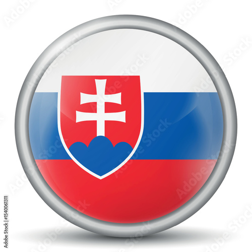 Glass light ball with flag of Slovakia. Round sphere, template icon. Slovak national symbol. Glossy realistic ball, 3D abstract vector illustration. Big bubble.