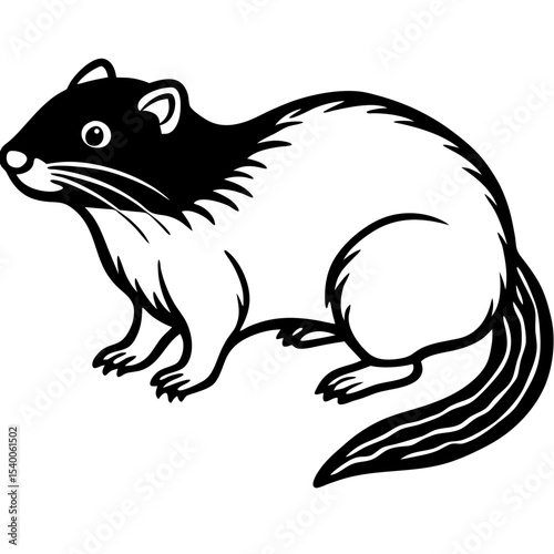 Minimalist Water Vole Line Art Illustration