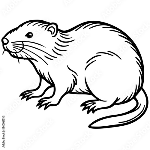 Minimalist Water Vole Line Art Illustration