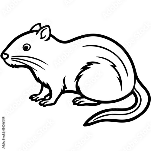 Minimalist Water Vole Line Art Illustration