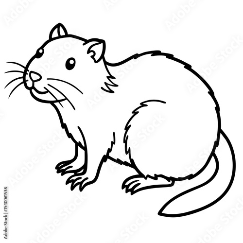 Minimalist Water Vole Line Art Illustration