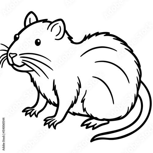 Minimalist Water Vole Line Art Illustration