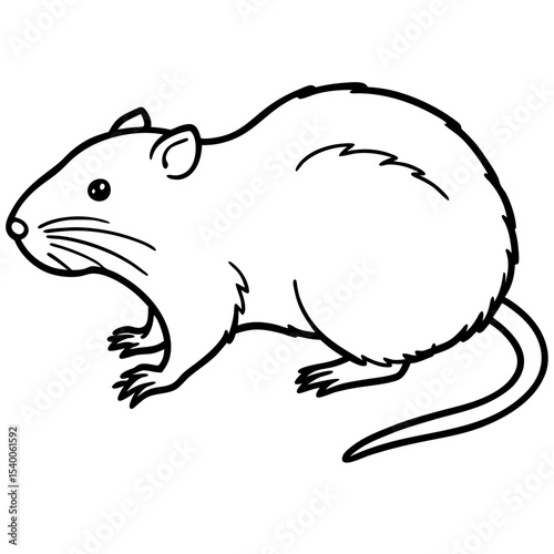Minimalist Water Vole Line Art Illustration