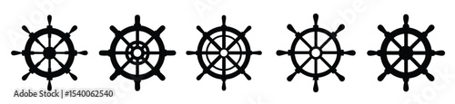 Sewing Ship Wheel Vector Silhouettes: Nautical Craft Vector