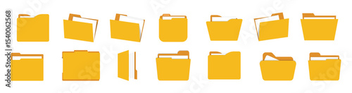 Set of yellow document folder in a flat design vector