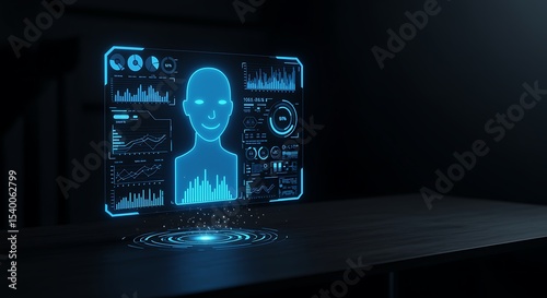 Futuristic Holographic User Interface with Data Visualization